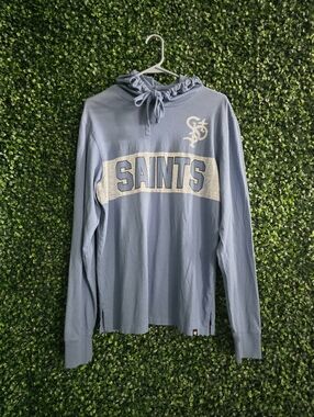 47 Men'a Saints Light Blue Hooded Long Sleeve Tee Size S